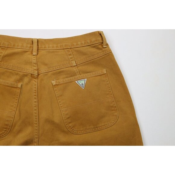 Vintage 90s Guess Mens 34 Distressed Denim Jean Shorts Jorts Wheat Brown USA - Picture 12 of 14
